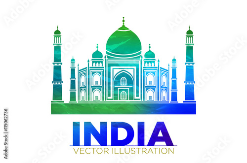 Retro World Wonder of Taj Mahal Palace in India Vector Illustration