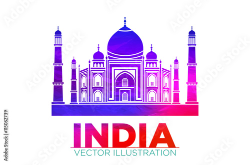 taj mahal vector illustration, symbol in black lines