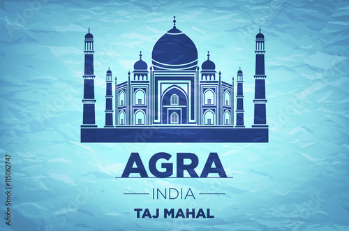 Taj Mahal on blue background. vector illustration - eps 10