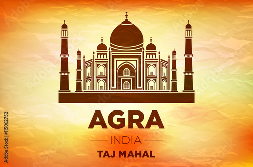 sunrise agra Taj Mahal india vector orange background