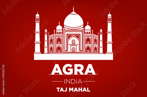 agra Taj Mahal india vector red background