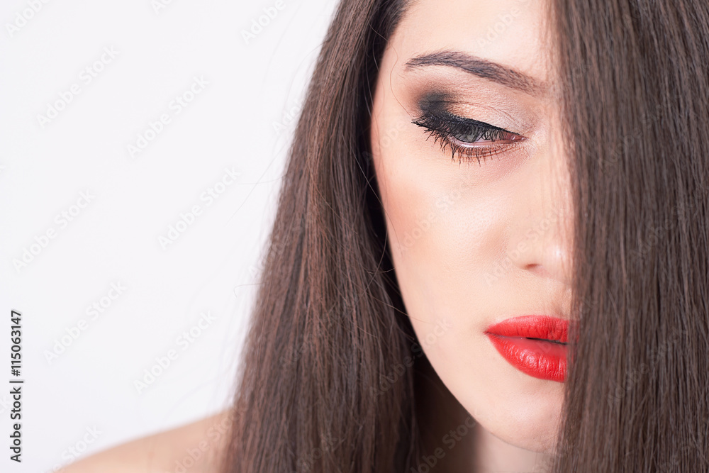 Fototapeta premium Sexy woman with beautiful makeup and hairstyle