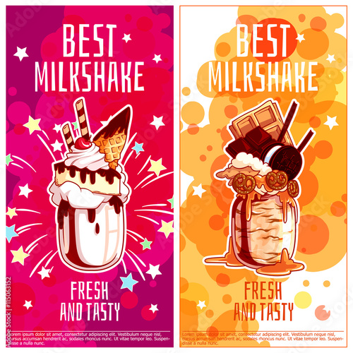 Two vertical orientation flyers for milkshakes.
