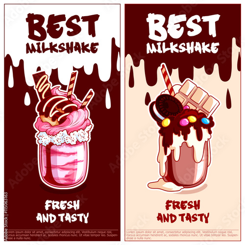 Two vertical orientation flyers for milkshakes.