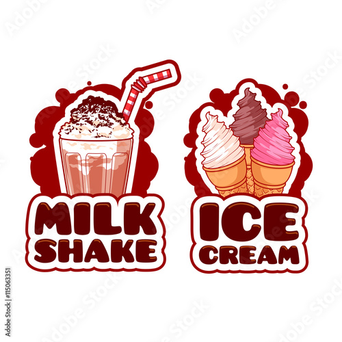 Two logo template for milkshake and ice cream.