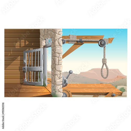 Location of prison and scaffold in Wild West