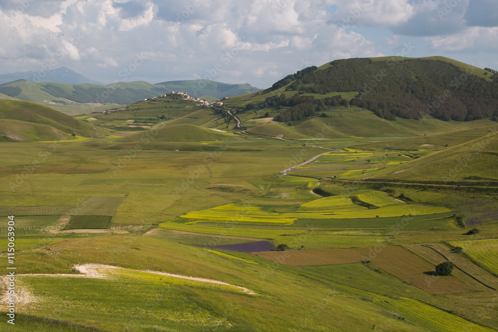 Panoramic view of Pian Piccolo, Castelluccio di Norcia