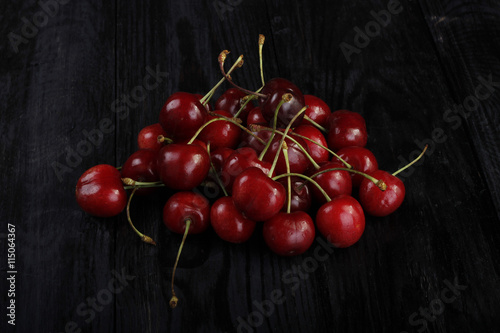 cherry on wooden background