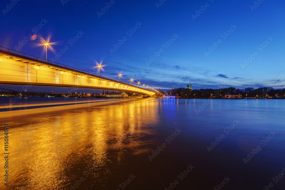 Panorama view on bridge over the river