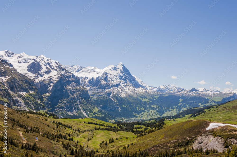 Grindelwald, Alpen, Berner Oberland, Eiger, Eigernordwand, Schreckhorn, First, Lauberhorn, Kleine Scheidegg, Höhenweg, Bergtal, Sommer, Schweiz