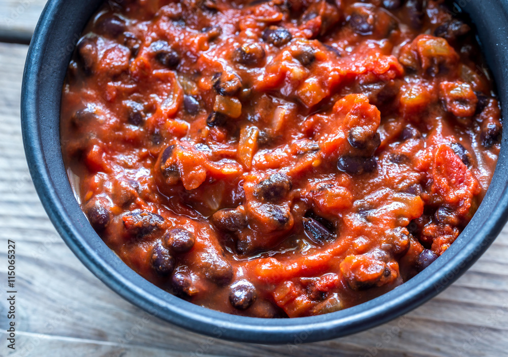 Bowl of black bean chili Bowl of black bean chili