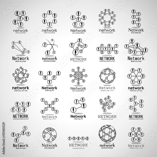 People Network Icons Set - Isolated On Gray Background - Vector Illustration, Graphic Design. For Web, Websites