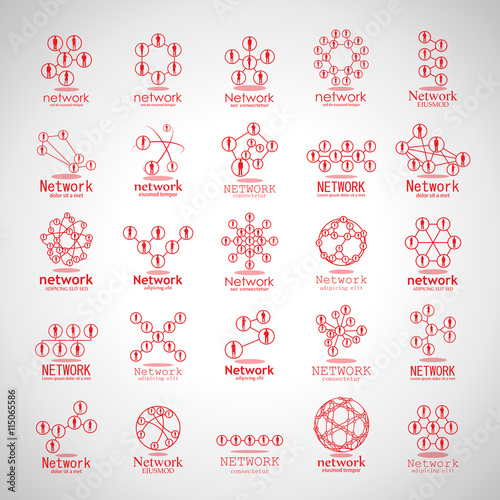 People Network Icons Set - Isolated On Gray Background - Vector Illustration, Graphic Design. For Web, Websites