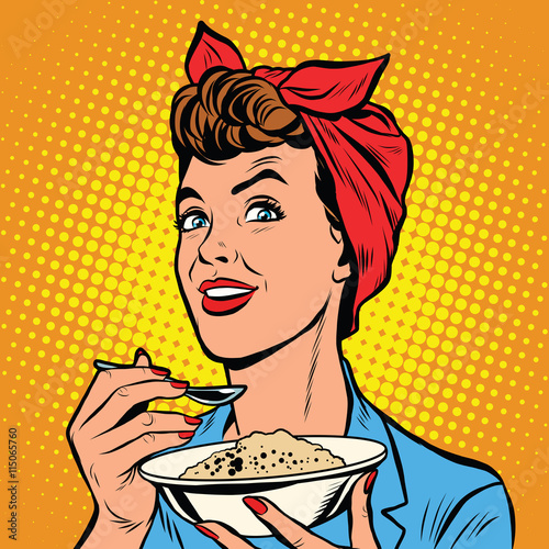 Woman with bowl of delicious cereal