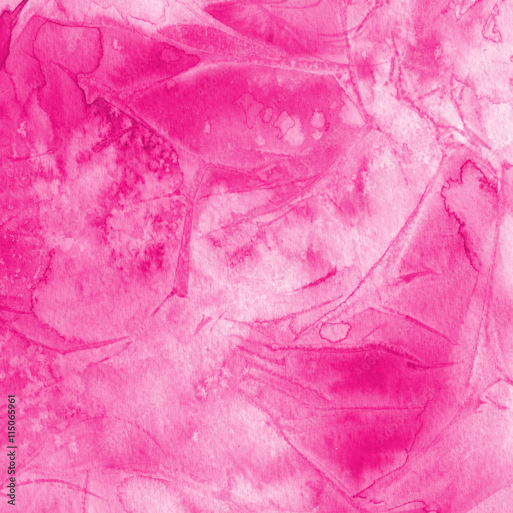 Pink watercolor artistic texture with washes, brush strokes and stains. High quality expressive backdrop.