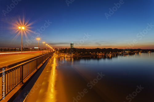 Panorama view on bridge over the river