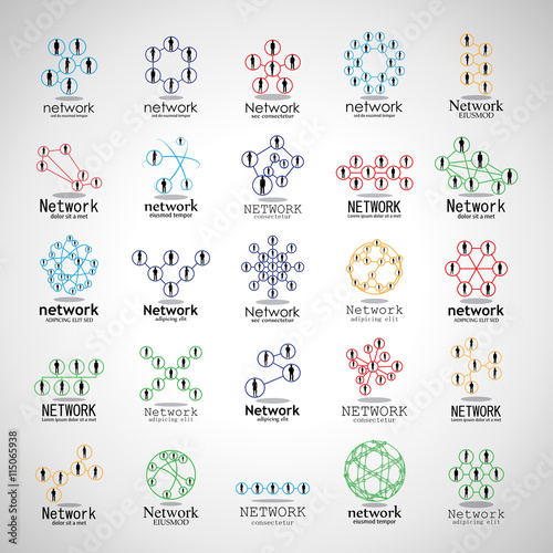 People Network Icons Set - Isolated On Gray Background - Vector Illustration, Graphic Design. For Web, Websites