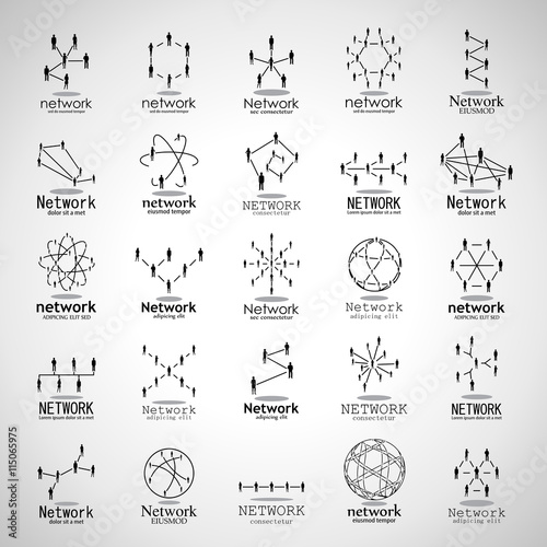 People Network Icons Set - Isolated On Gray Background - Vector Illustration, Graphic Design. For Web, Website, Print Materials