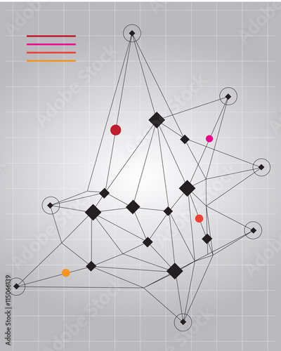 Vector lines associate with railway or metro map or plan. Simple art background for web and print design. Print