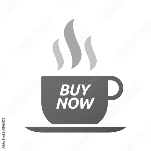 Coffee mug icon with    the text BUY NOW