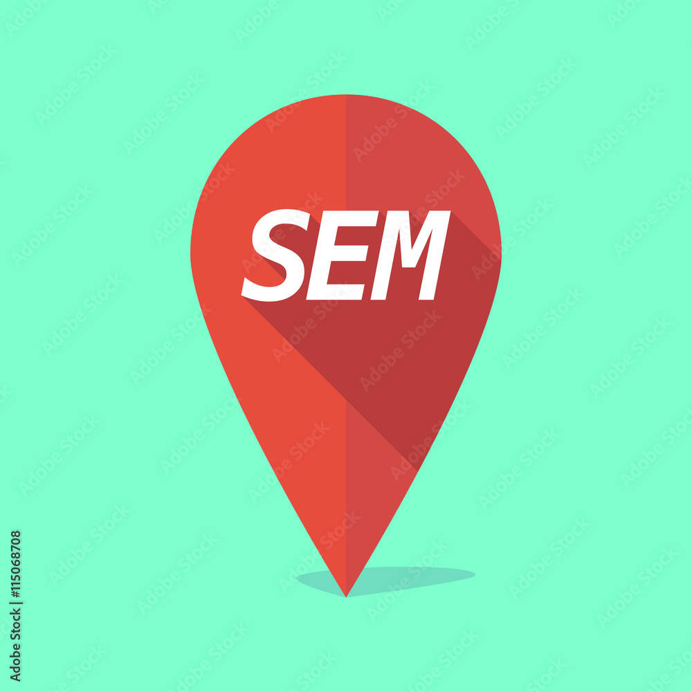 Long shadow map mark icon with the text SEM Long shadow map mark icon with the text SEM