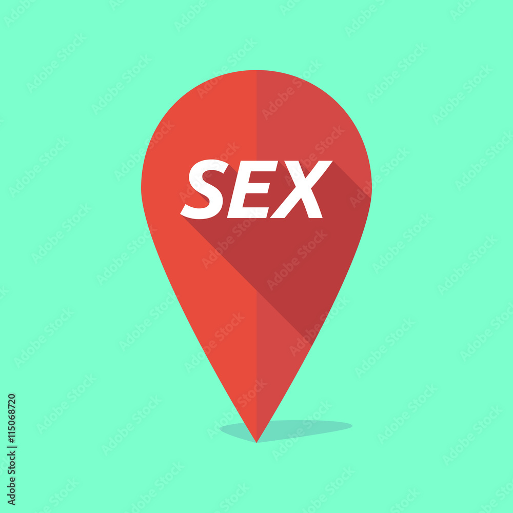 Long shadow map mark icon with the text SEX Long shadow map mark icon with the text SEX
