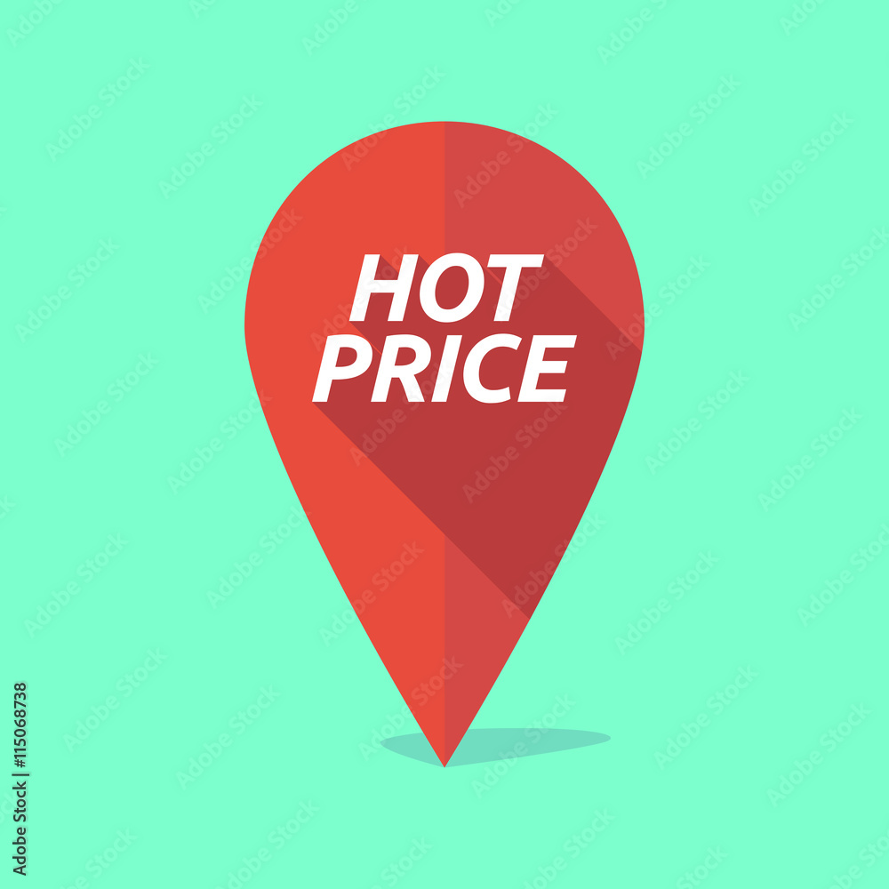 Long shadow map mark icon with the text HOT PRICE Long shadow map mark icon with the text HOT PRICE