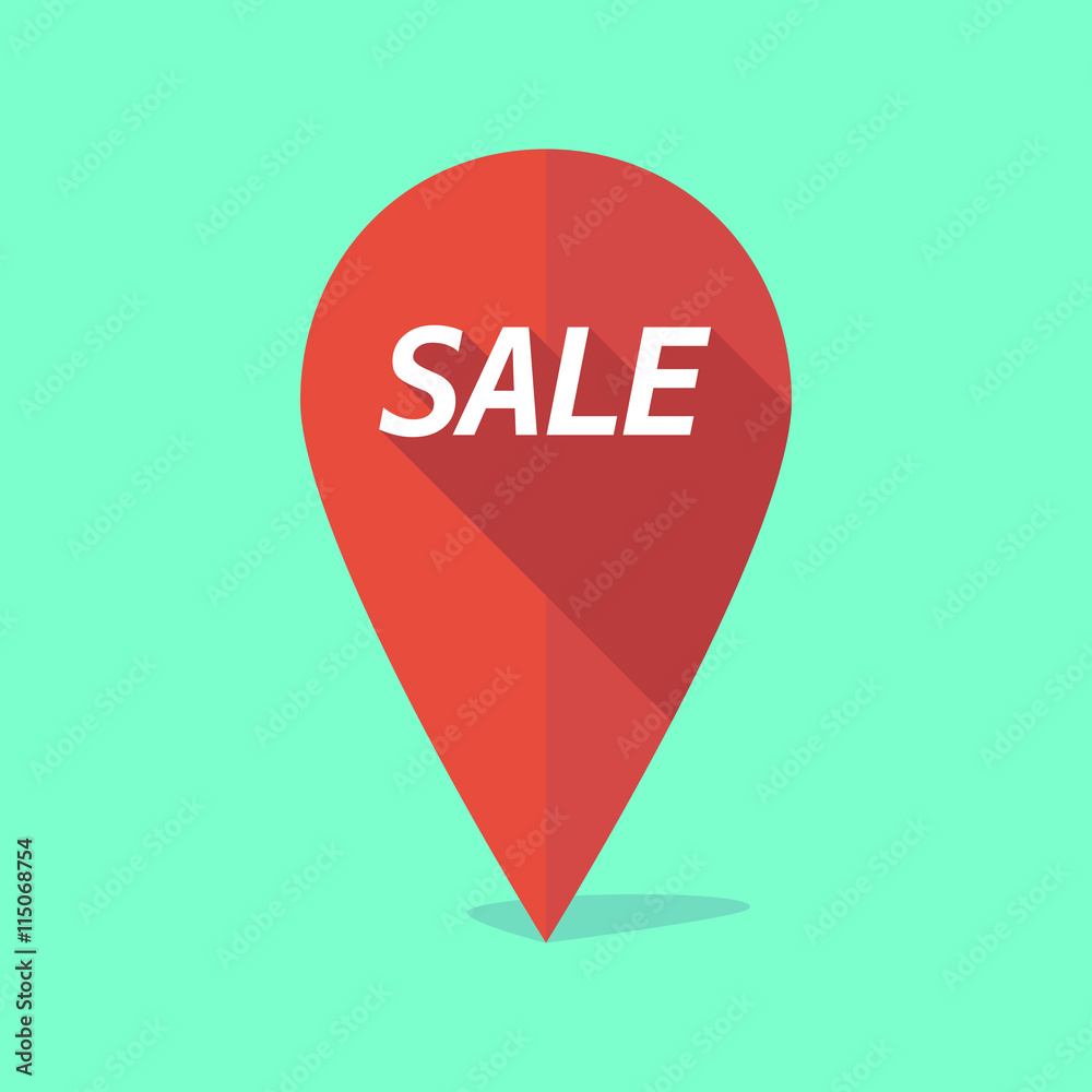 Long shadow map mark icon with    the text SALE