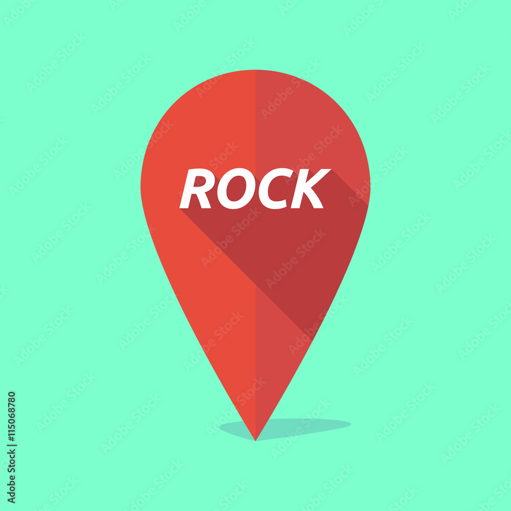 Long shadow map mark icon with the text ROCK Long shadow map mark icon with the text ROCK
