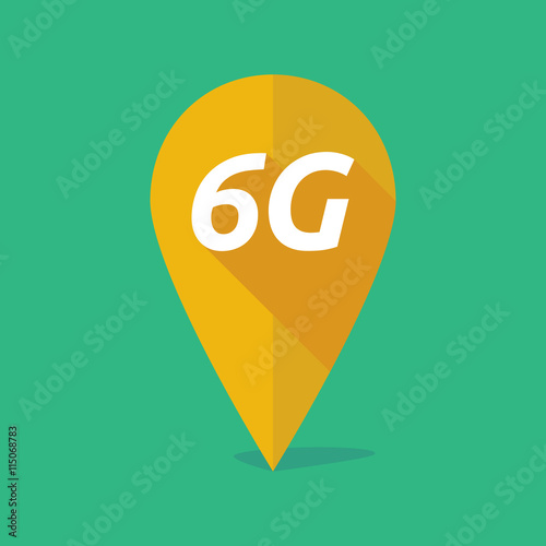 Long shadow map mark icon with    the text 6G