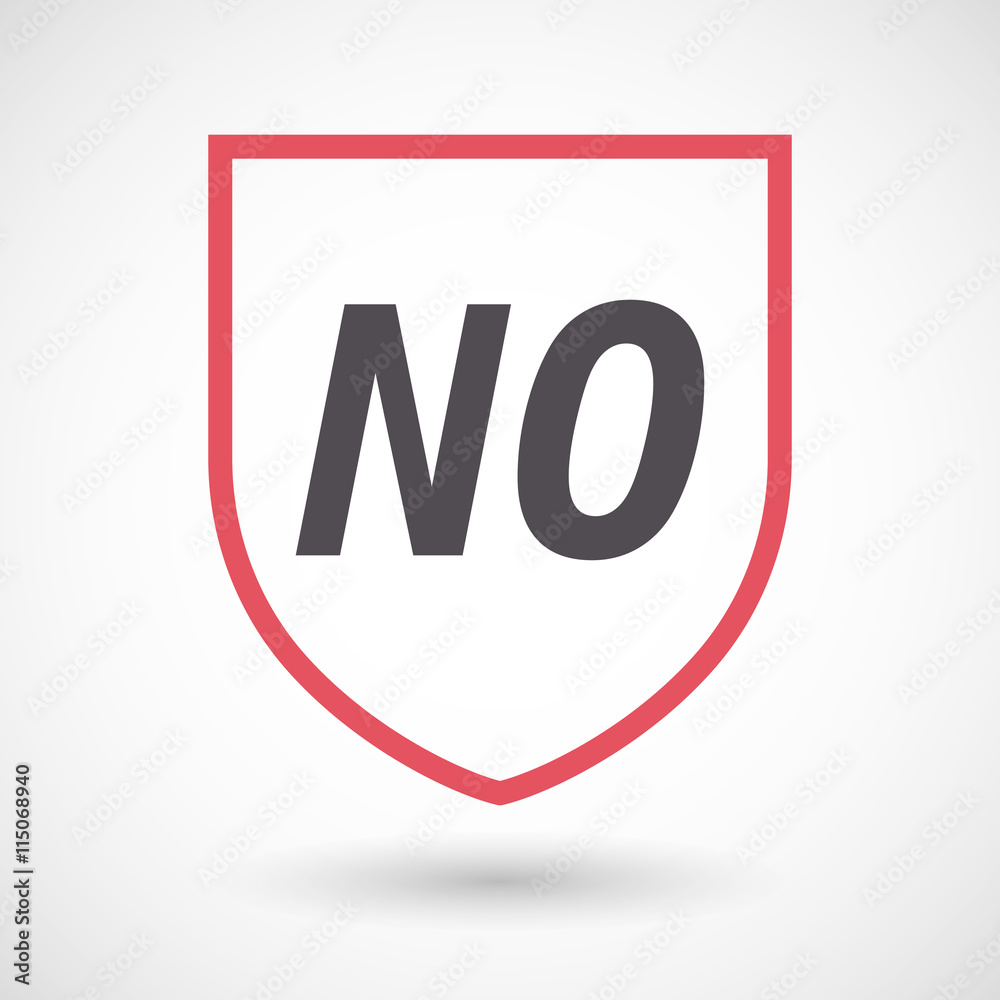 Isolated line art shield icon with the text NO Isolated line art shield icon with the text NO