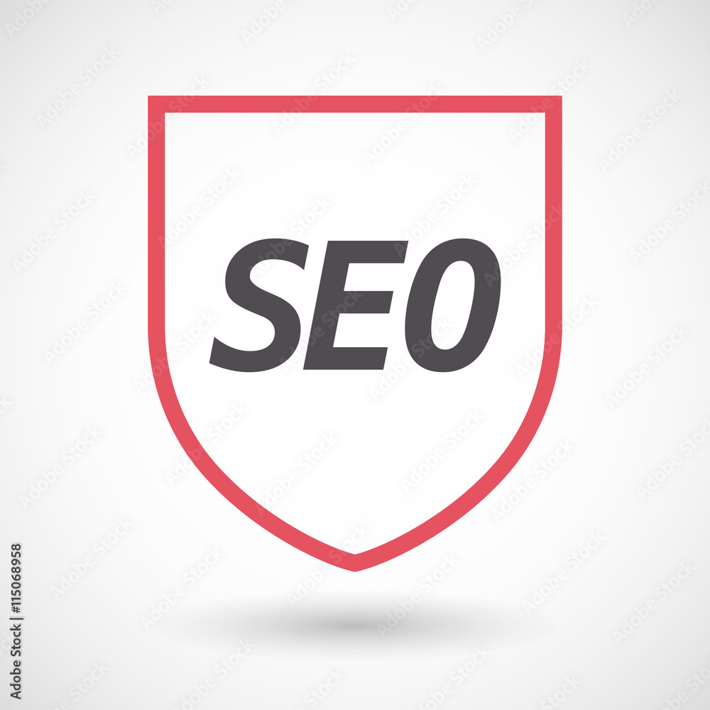 Isolated line art shield icon with the text SEO Isolated line art shield icon with the text SEO