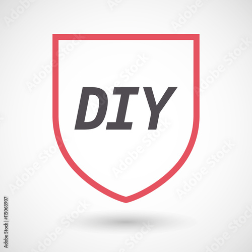 Isolated line art shield icon with    the text DIY