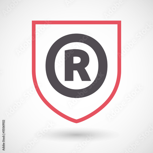 Isolated line art shield icon with    the registered trademark s