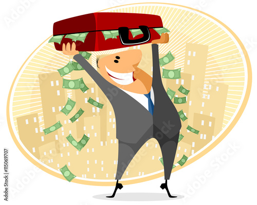 Businessman with case of money