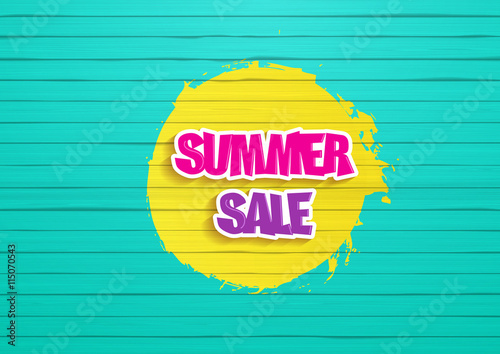 Summer Sale Design. Painted wood background, with graffiti style, readable summer sale text.

