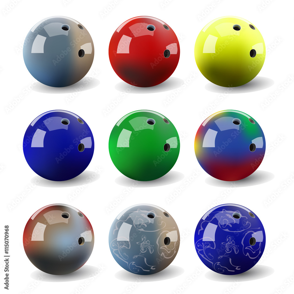 Assorted bowling balls Assorted bowling balls