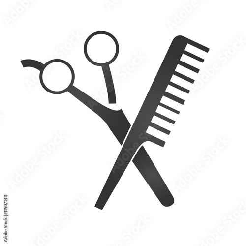 Scissors and comp icons. Barbershop Icon. Hair salon. picture. Barbershop Icon Flat. Shapes of scissors and comb isolated on white background. Vector illustration.