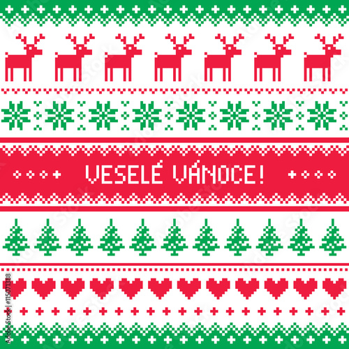 Vesele Vanoce greetings card - Merry Christmas in Czech
  