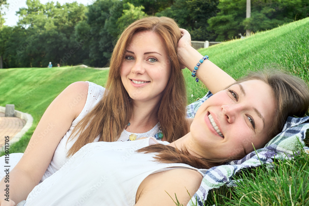 Happy friends in the park Happy friends in the park