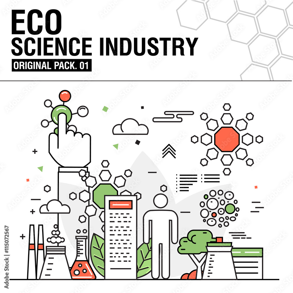Modern eco science industry. Thin line icons set Modern eco science industry. Thin line icons set