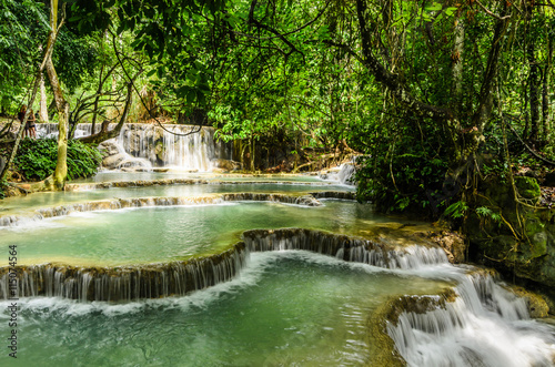 turquoise pool at kuang si waterfall