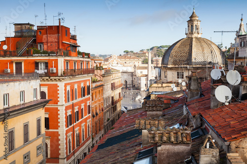Photography Old Rome, Italy. Via del Corso, roof view