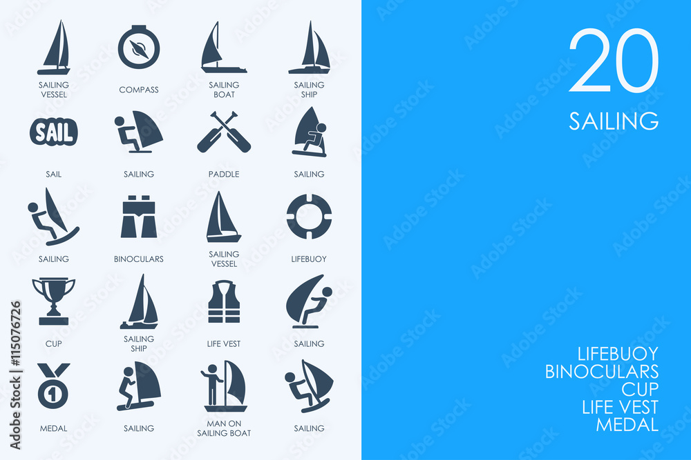 Set of BLUE HAMSTER Library sailing icons