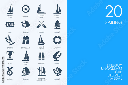 Set of BLUE HAMSTER Library sailing icons