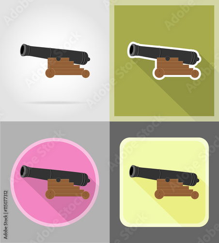 antique cannon flat icons vector illustration