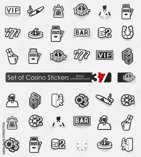 Set of casino stickers