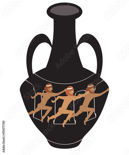 ancient amphora with running athletes