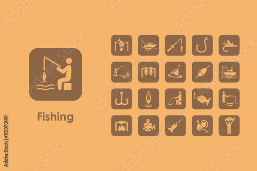Set of fishing simple icons