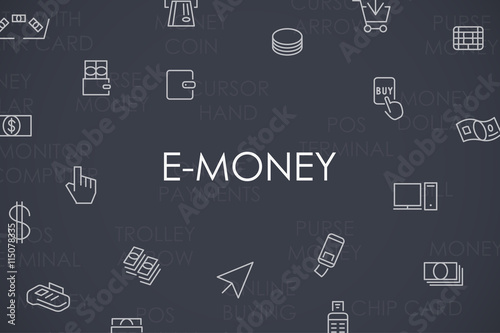 E-Money Thin Line Icons